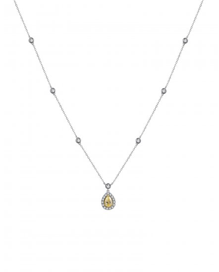 MULTI TONE PEAR DIAMOND NECKLACE (TN598)