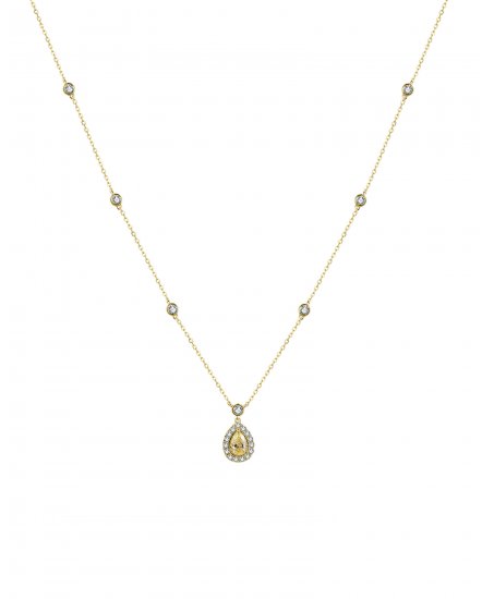 MULTI TONE PEAR DIAMOND NECKLACE (TN598)