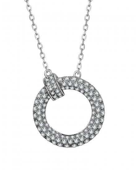 PAVE DIAMOND OPEN CIRCLE LINK NECKLACE (TN602)