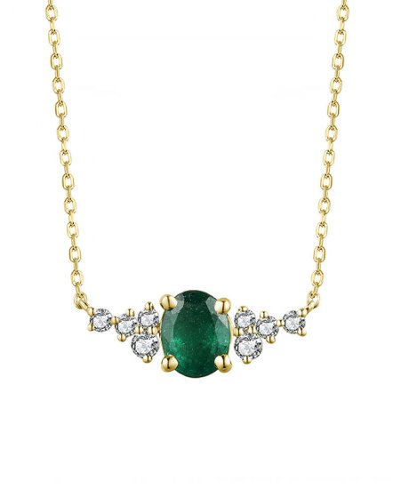 OVAL EMERALD DIAMOND NECKLACE (TN632)