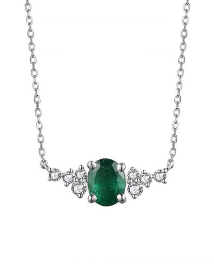 OVAL EMERALD DIAMOND NECKLACE (TN632)
