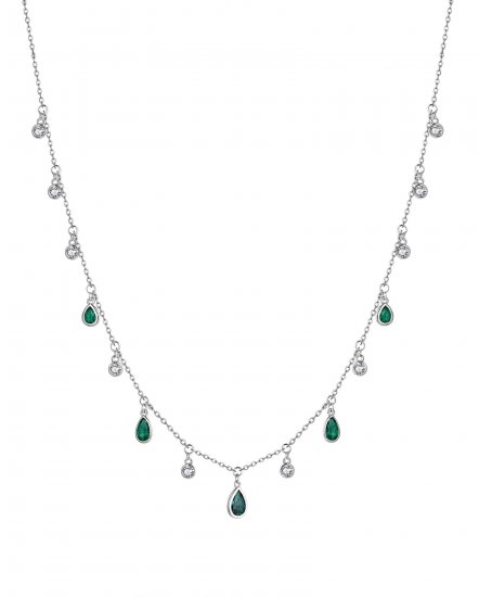 EMERALD DIAMOND BY THE YARD DANGLE NECKLACE (TN633)