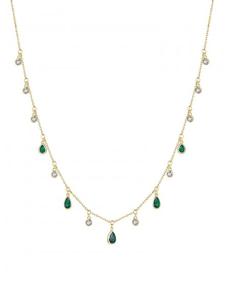 EMERALD DIAMOND BY THE YARD DANGLE NECKLACE (TN633)