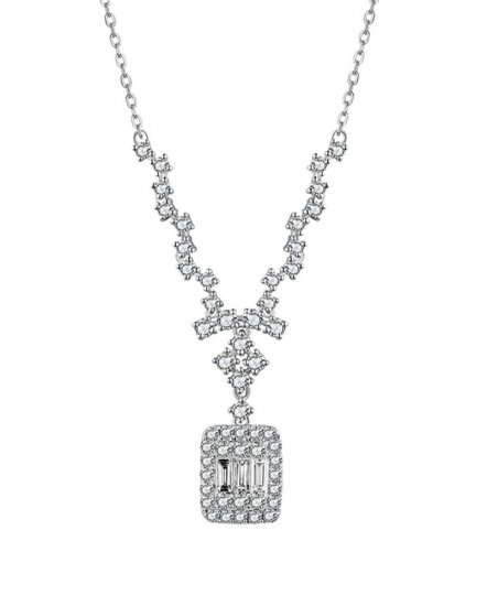 BAGUETTE DIAMOND DANGLE DROP NECKLACE (TN634)