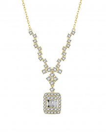 BAGUETTE DIAMOND DANGLE DROP NECKLACE (TN634)