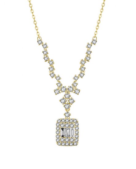 BAGUETTE DIAMOND DANGLE DROP NECKLACE (TN634)