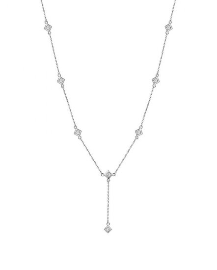 PRINCESS CUT DIAMOND BY THE YARD DANGLE DROP NECKLACE (TN642)