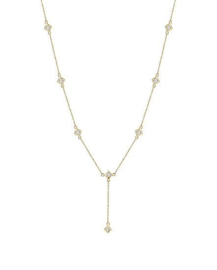 PRINCESS CUT DIAMOND BY THE YARD DANGLE DROP NECKLACE (TN642)