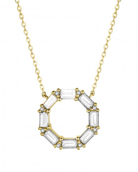 OCTAGON STYLE BAGUETTE DIAMOND NECKLACE (TN644)