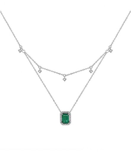 EMERALD CUT DIAMOND DANGLE NECKLACE (TN647)
