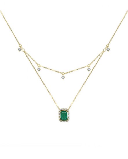 EMERALD CUT DIAMOND DANGLE NECKLACE (TN647)