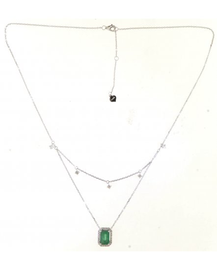EMERALD CUT DIAMOND DANGLE NECKLACE (TN647)