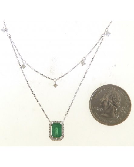 EMERALD CUT DIAMOND DANGLE NECKLACE (TN647)
