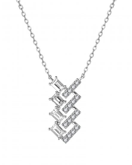 BAGUETTE DIAMOND DANGLE DROP NECKLACE (TN649)