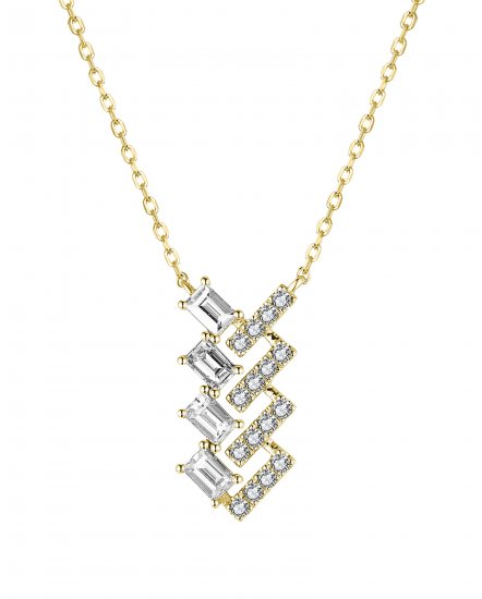 BAGUETTE DIAMOND DANGLE DROP NECKLACE (TN649)