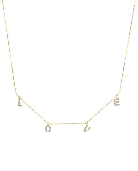LOVE LETTER STYLE DIAMOND DANGLE NECKLACE (TN652)