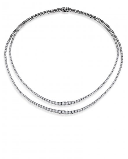 DOUBLE LAYER TENNIS DIAMOND NECKLACE (TN670)