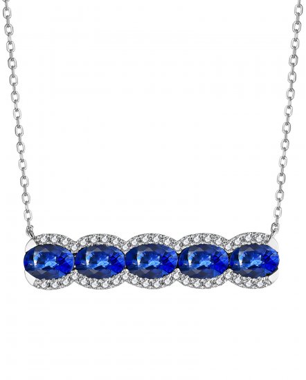 OVAL SAPPHIRE DIAMOND NECKLACE (TN674)