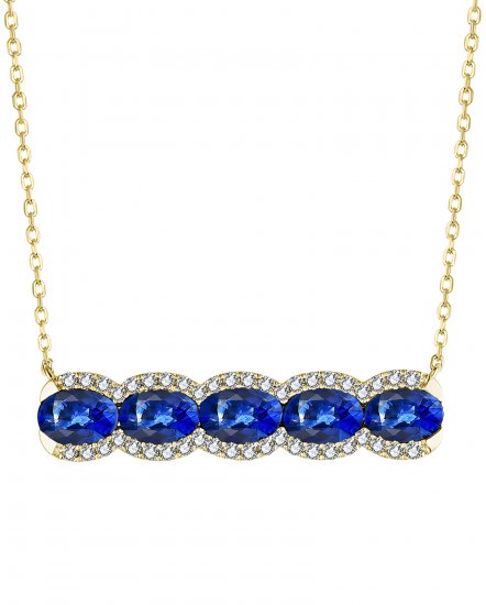 OVAL SAPPHIRE DIAMOND NECKLACE (TN674)