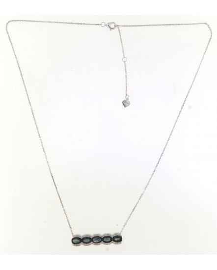 OVAL SAPPHIRE DIAMOND NECKLACE (TN674)