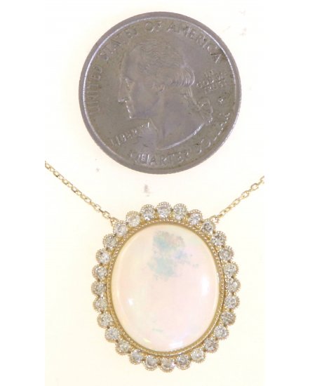 OVAL OPAL DIAMOND NECKLACE (TN726)