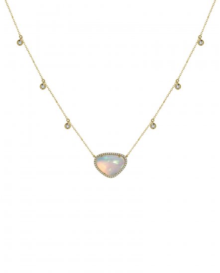 OPAL DIAMOND BY THE YARD DANGLE NECKLACE (TN730)