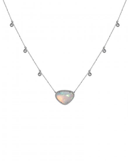 OPAL DIAMOND BY THE YARD DANGLE NECKLACE (TN730)