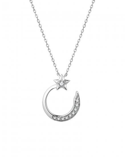 CRESCENT MOON STAR DIAMOND NECKLACE (TN745)
