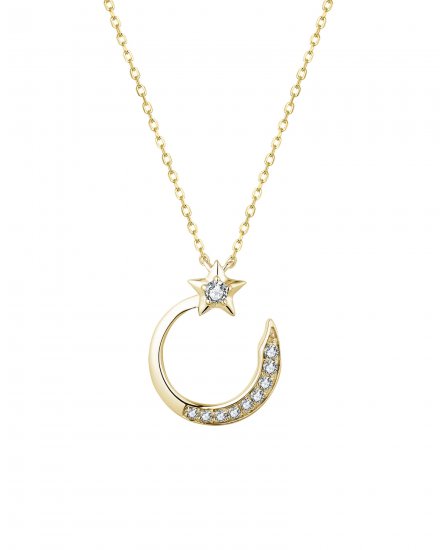 CRESCENT MOON STAR DIAMOND NECKLACE (TN745)