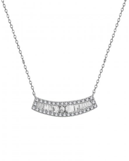 CURVED STYLE BAGUETTE DIAMOND NECKLACE (TN776)