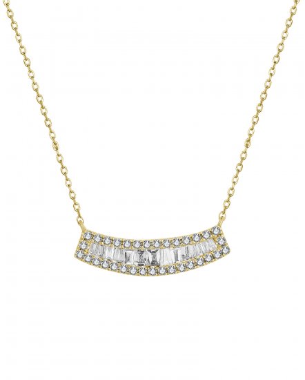 CURVED STYLE BAGUETTE DIAMOND NECKLACE (TN776)