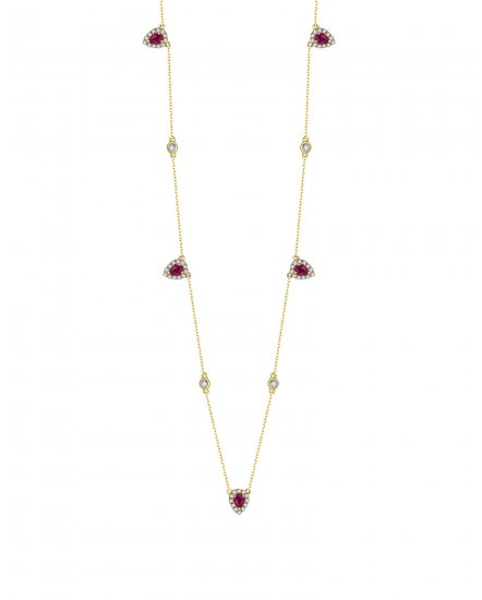 RUBY DIAMOND BY THE YARD DANGLE NECKLACE (TN807)