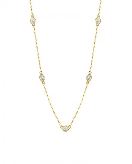 PEAR MARQUISE DIAMOND BY THE YARD NECKLACE (TN809)