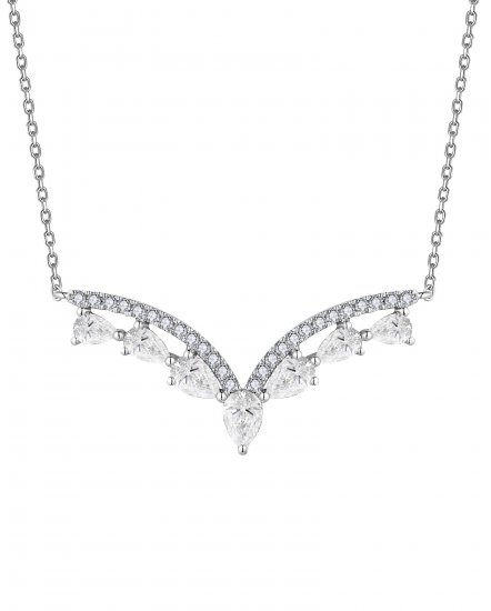 V SHAPE PEAR DIAMOND NECKLACE (TN812)