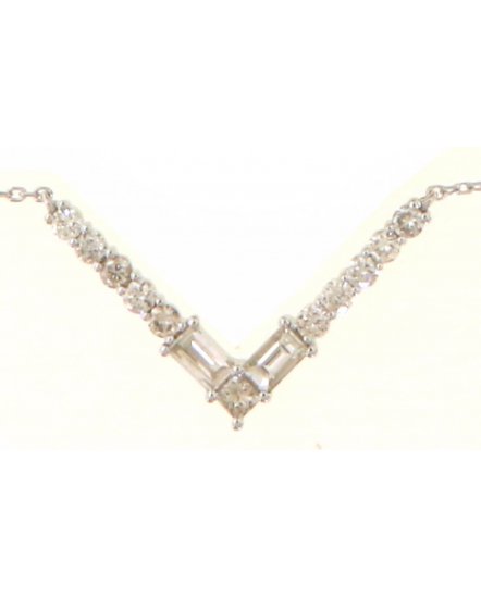 V SHAPE BAGUETTE DIAMOND NECKLACE (TN816)