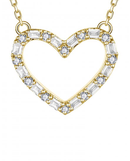 HEART SHAPE BAGUETTE DIAMOND NECKLACE (TN824)