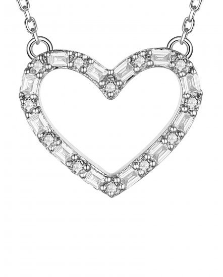 HEART SHAPE BAGUETTE DIAMOND NECKLACE (TN824)