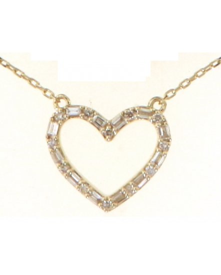 HEART SHAPE BAGUETTE DIAMOND NECKLACE (TN824)
