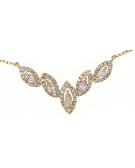 V SHAPE MARQUISE DIAMOND NECKLACE (TN842)