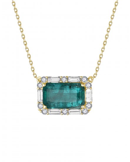 BAGUETTE EMERALD DIAMOND NECKLACE (TN852)