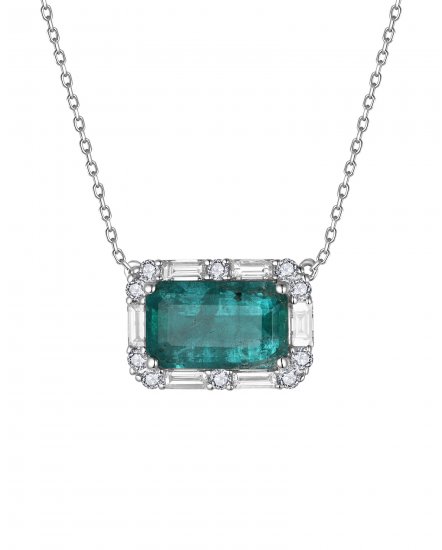 BAGUETTE EMERALD DIAMOND NECKLACE (TN852)