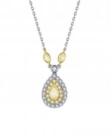 MULTI TONE PEAR DIAMOND NECKLACE (TN874)