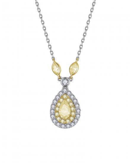 MULTI TONE PEAR DIAMOND NECKLACE (TN874)