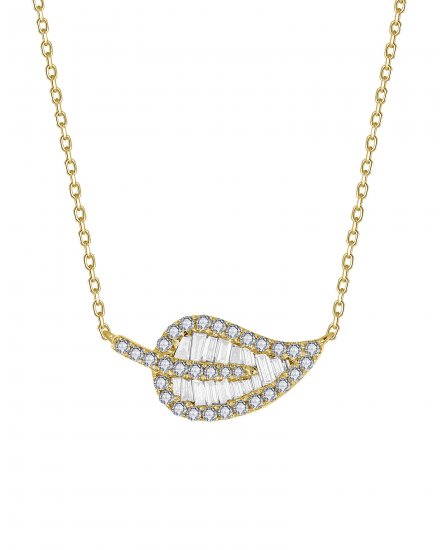 LEAF STYLE BAGUETTE DIAMOND NECKLACE (TN877)
