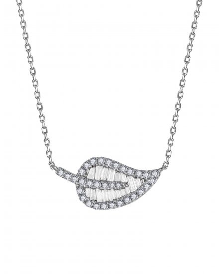 LEAF STYLE BAGUETTE DIAMOND NECKLACE (TN877)