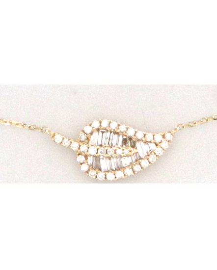 LEAF STYLE BAGUETTE DIAMOND NECKLACE (TN877)