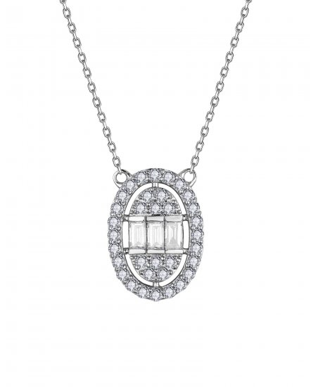 OVAL STYLE BAGUETTE DIAMOND NECKLACE (TN880)