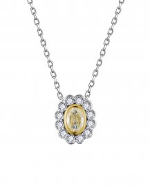 MULTI TONE OVAL DIAMOND NECKLACE (TN883)