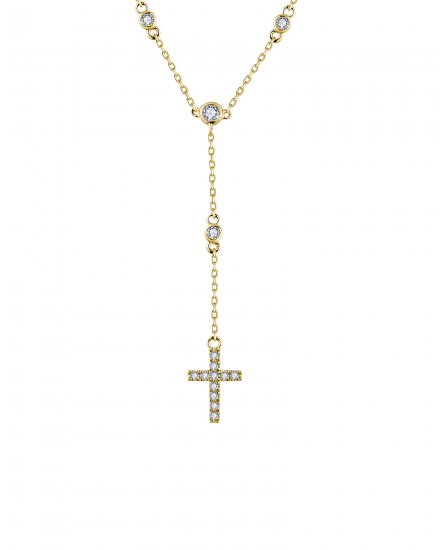 CROSS DIAMOND DROP DANGLE NECKLACE (TN887)