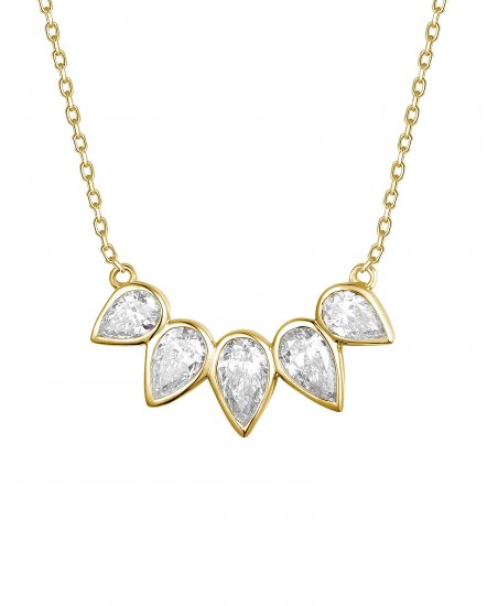 CURVED STYLE PEAR DIAMOND NECKLACE (TN896)